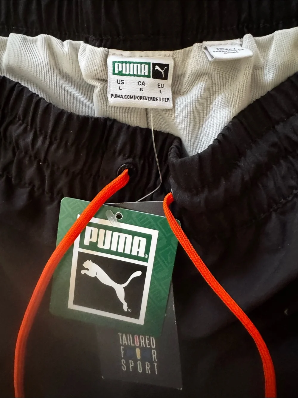 Puma Black Joggers with Bright Orange Drawstring
